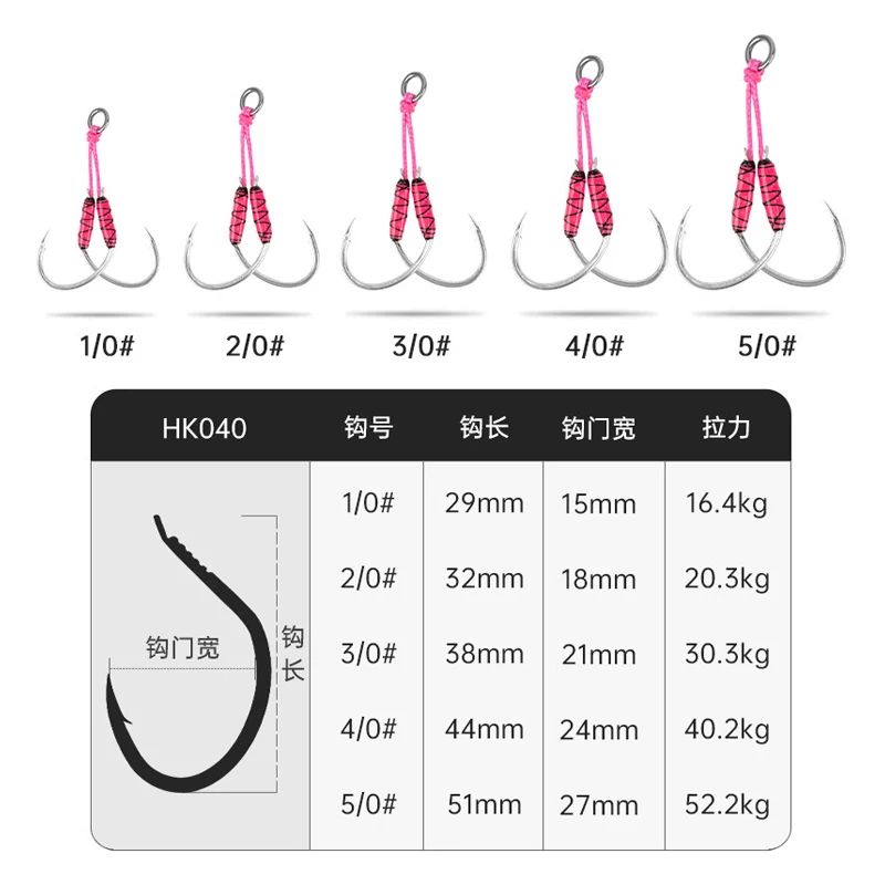 2Pairs/bag UV Jig Double Barbed Assist Hooks Lure Hooks High Carbon Steel Fishing Lure Accessories Slow Jigging Hooks pesca