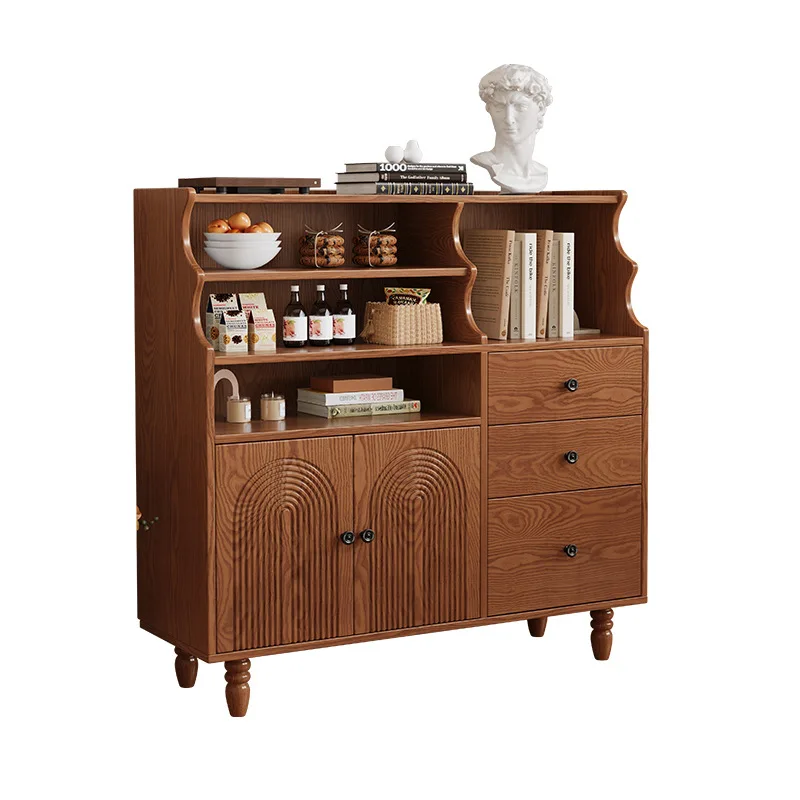 

Medieval style all solid dining side living room entrance tea household integrated against the wall retro side cabinet locker