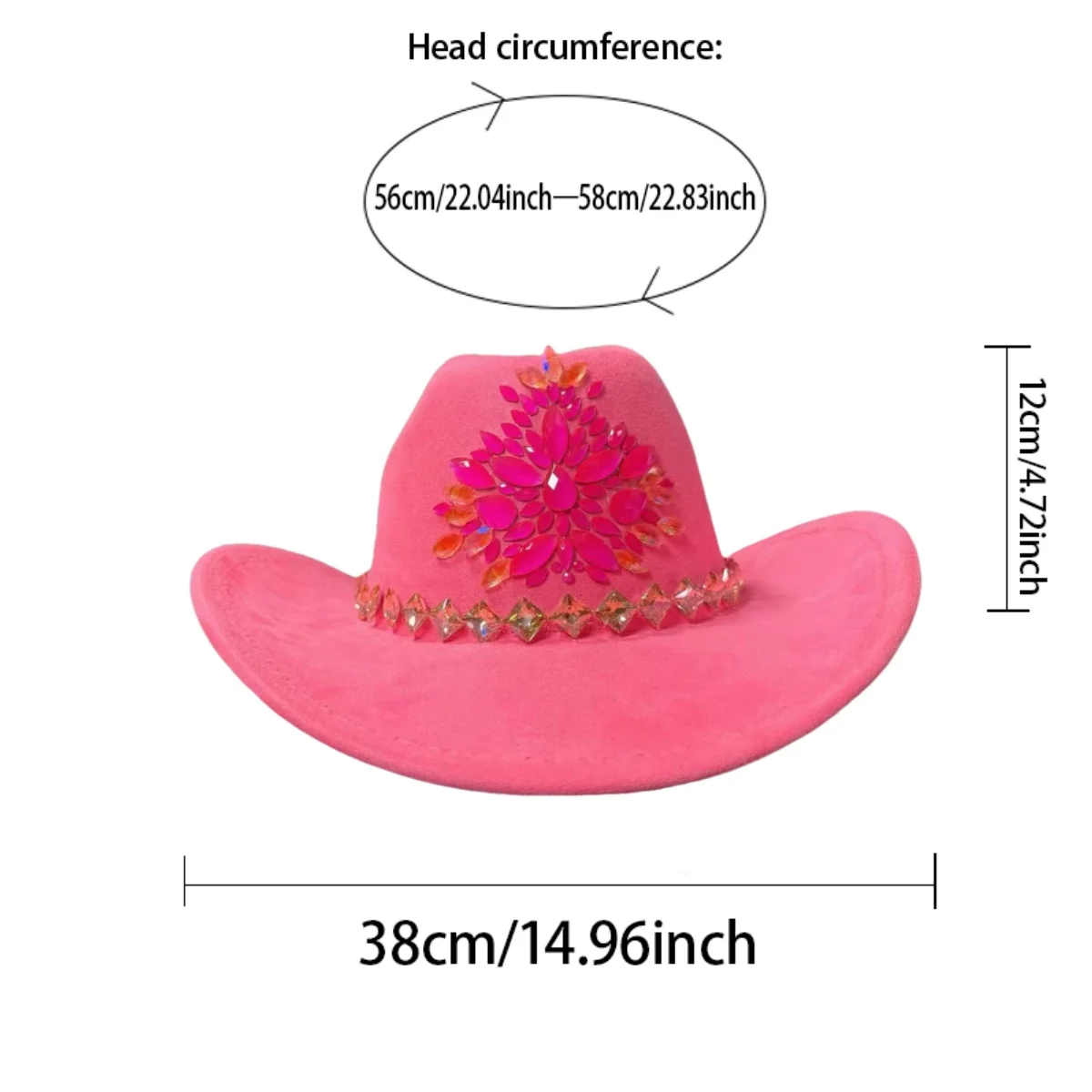 HongLuan Pink Felt Glitter Costume Hat Adult, Cowboy Hats Rhinestone for Woman, Cowboy Cosplay Female Accessories & Cowgirl Cap