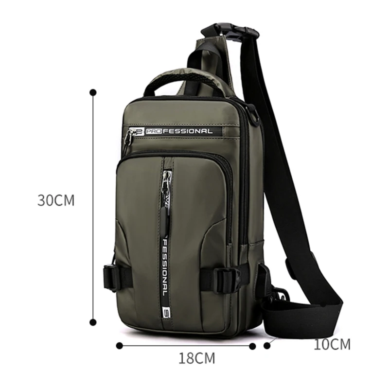 Multifunction Nylon Chest Bag Men Waterproof Men Crossbody Bag Anti-theft Travel Bag Male USB Charging Chest Bag Pack Backpack