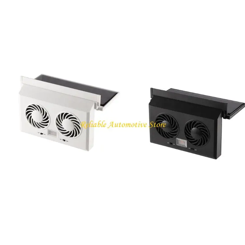 M68B Solar Car Vent Fan with 2 Air Outlets Radiator Cooling Fan For Auto Ventilation