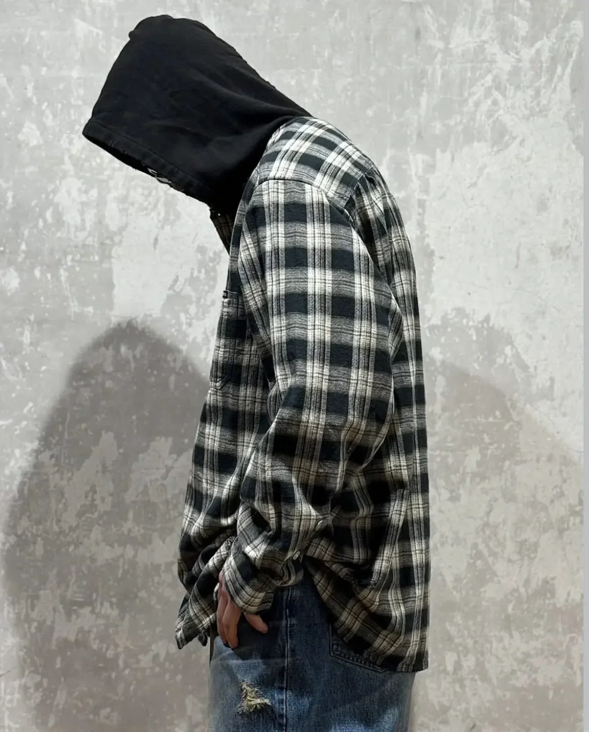 Japanese Old Sabotage Hooded Plaid Shirt Jacket Street