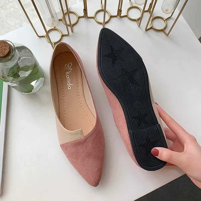 2023 Nieuwe Damesschoenen Mode Splice Kleur Muilezel Flats Puntige Neus Ballerina Ballet Plat Slip Schoen Loafers Maat 35-41