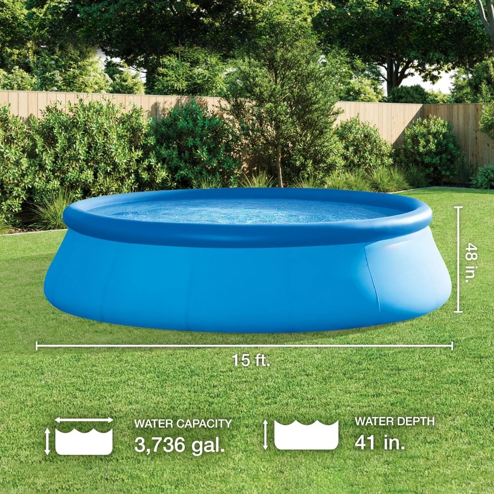 28167EH Easy Set Inflatable Swimming Pool Set: 15ft x 48in – includes 1000 GPH Cartridge Filter Pump – Removable Ladder