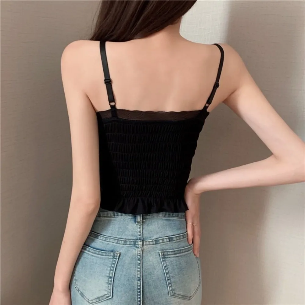 Comfortable Versatile Camisole Lace Soft Tube Tops Elastic Fabric Solid Color Push Up Bras for Women