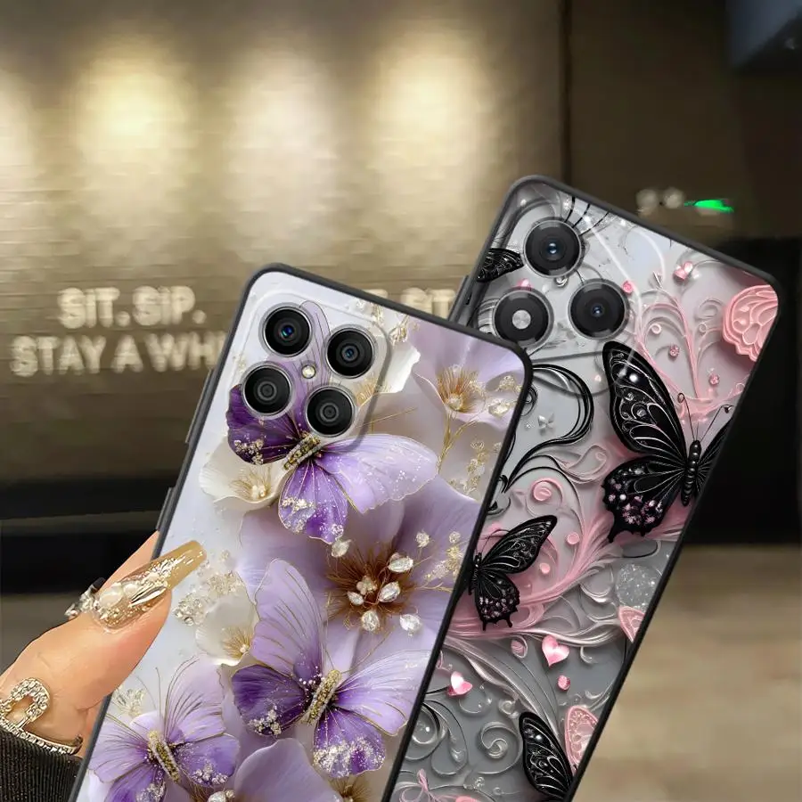 Black Butterfly Pattern Funda Phone Cover Case for Huawei P20 P40 Lite P Smart 2019 P30 P20 Pro P20 Lite 2018