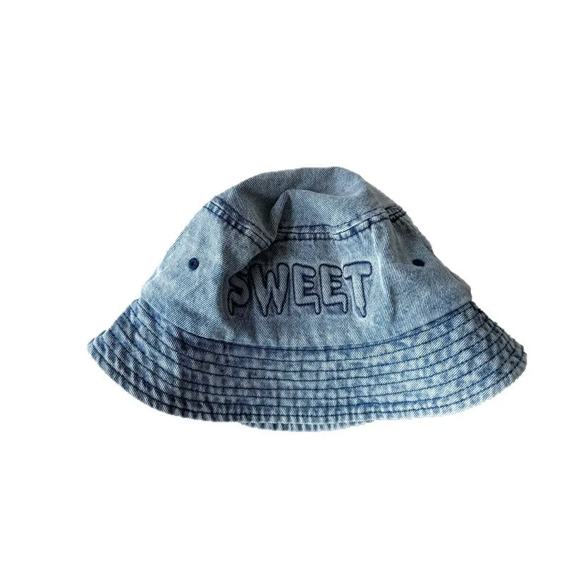 Japanese Retro Kids Bucket Hat 50-52cm 2-4 Years Letter Distressed Casual Fashion Versatile Street Travel Baby Sun Hat view 6