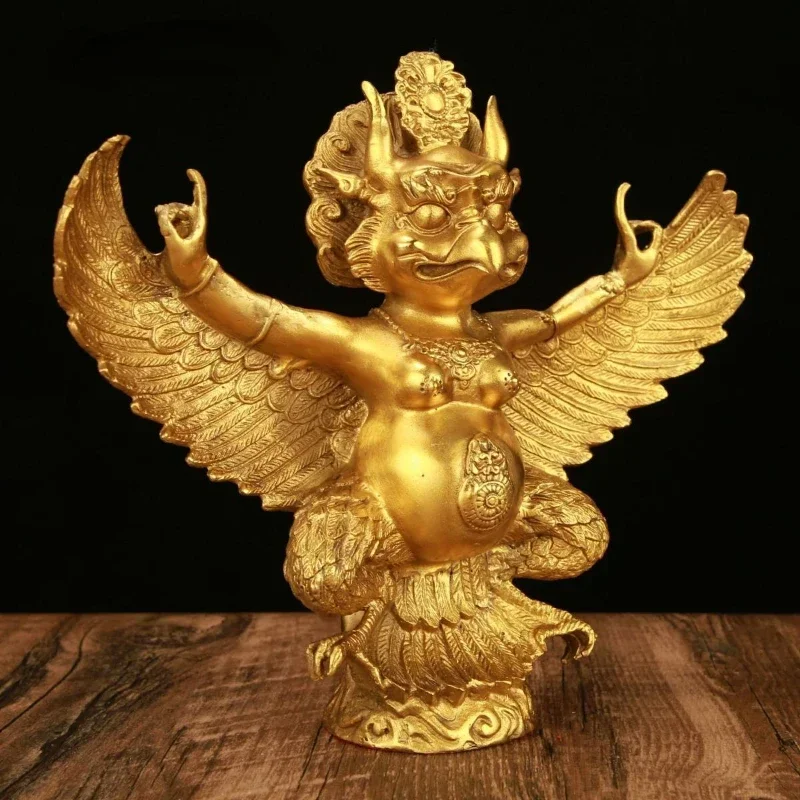 Brass Lei Zhen Zi TV Character Statue Ornaments Gold-winged Roc Bird Home Living Room Decor Crafts