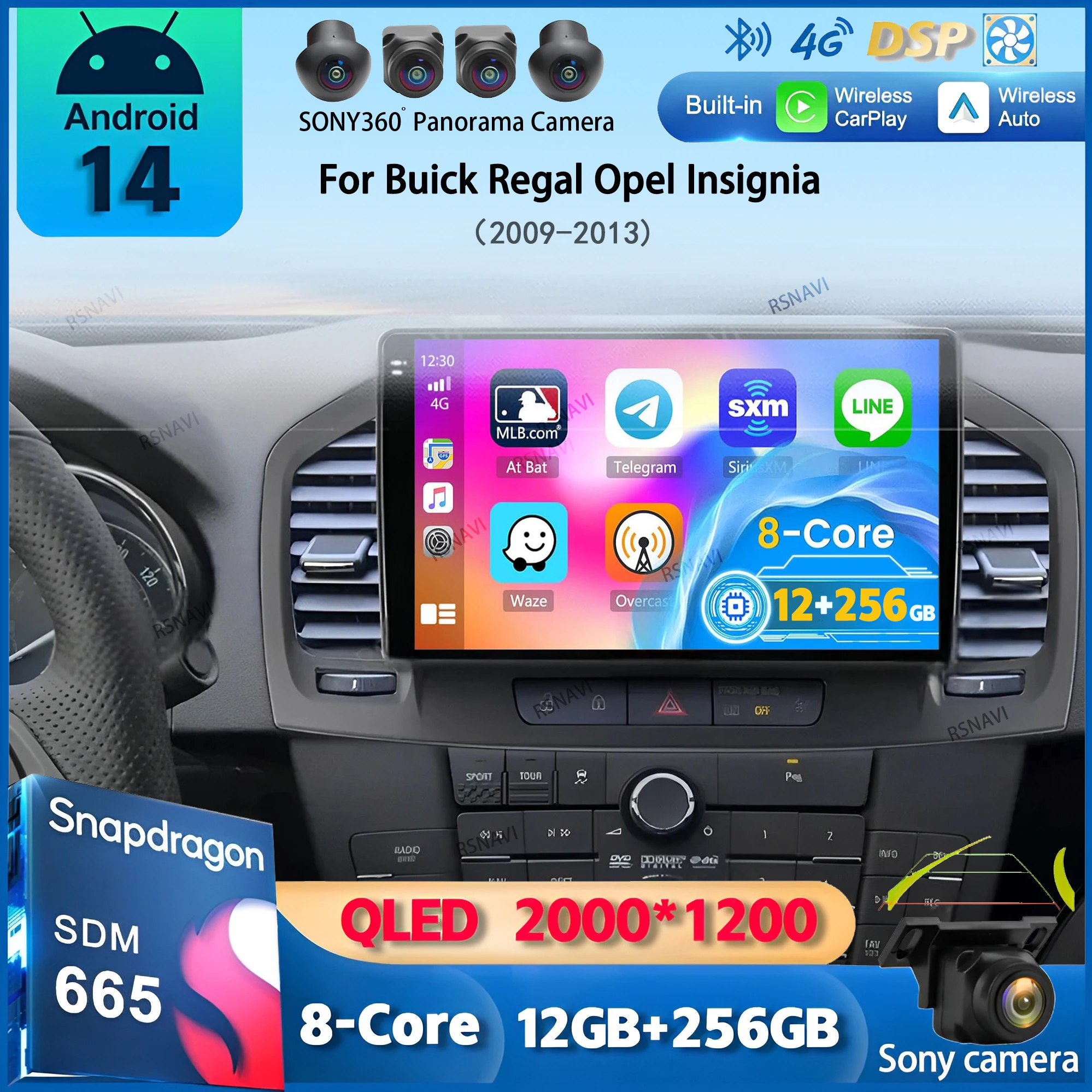 أندرويد 14 Carplay راديو السيارة WIFI + 4G ل بويك ريجال أوبل إنسيجنيا 2009 2010 2011 2012 2013 مشغل وسائط متعددة نظام تحديد المواقع نافي ستيريو BT