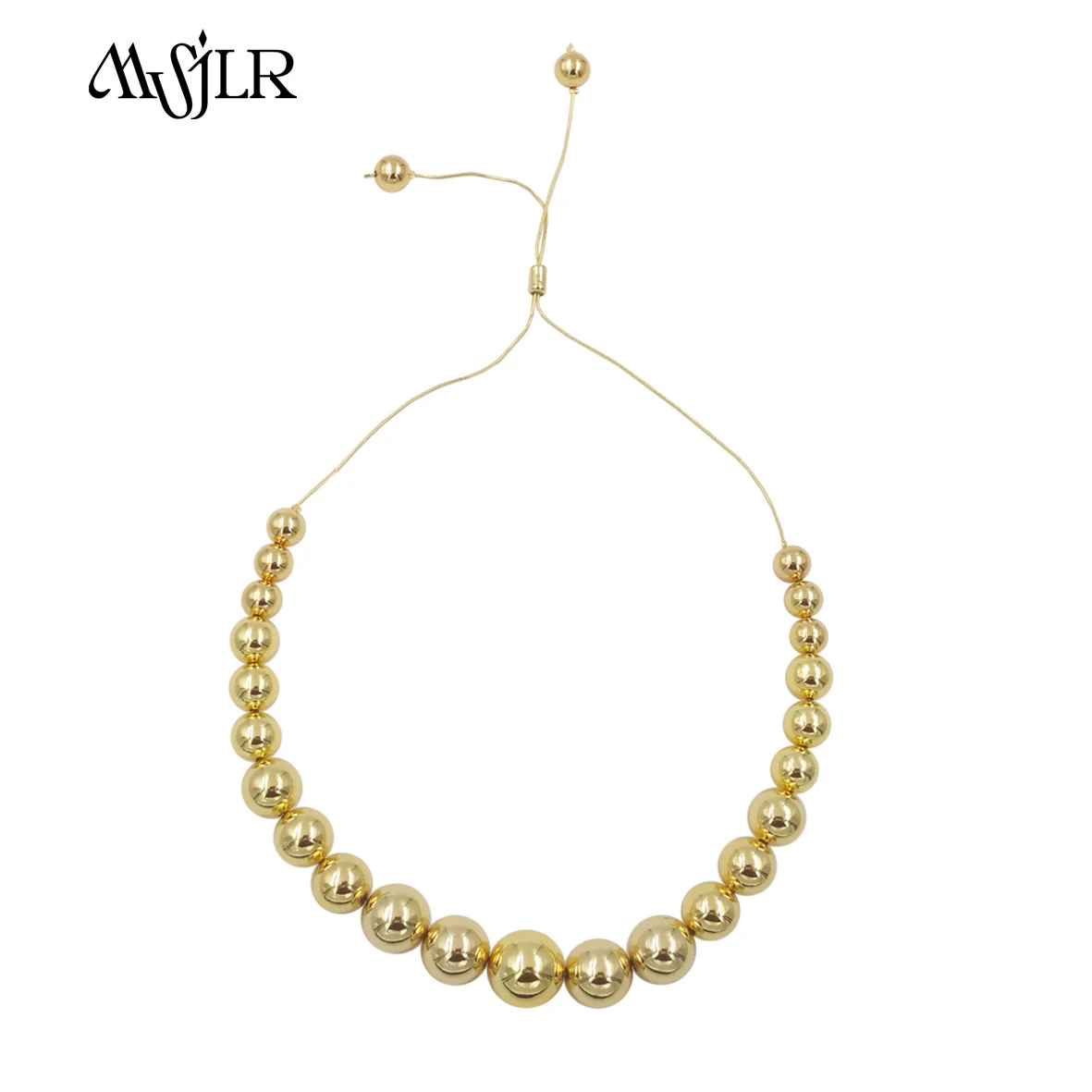 MVN086  2024 New Style Gold And Silver Plated Beads Chain Necklace Fashion Light Luxury Joker 5 PCS Women Banquet Party Jewelry