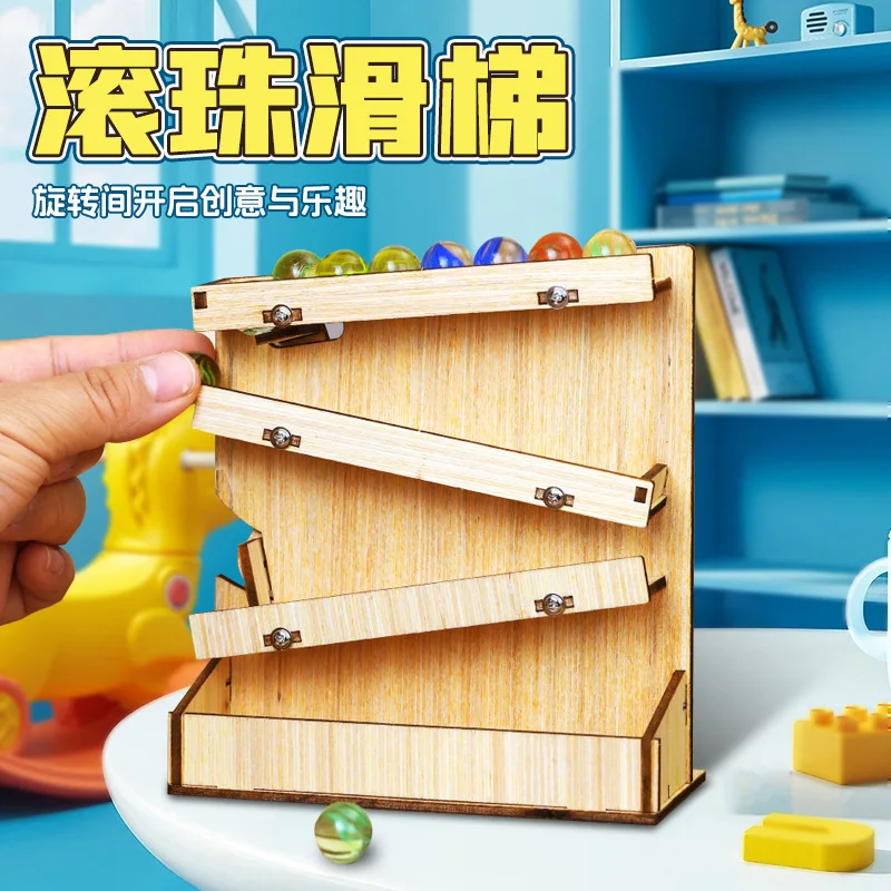 

Wooden Marble Run DIY Kit, STEM Educational Toy, Handmade Assembly Set, Science Experiment Project for Kids Creative Learning