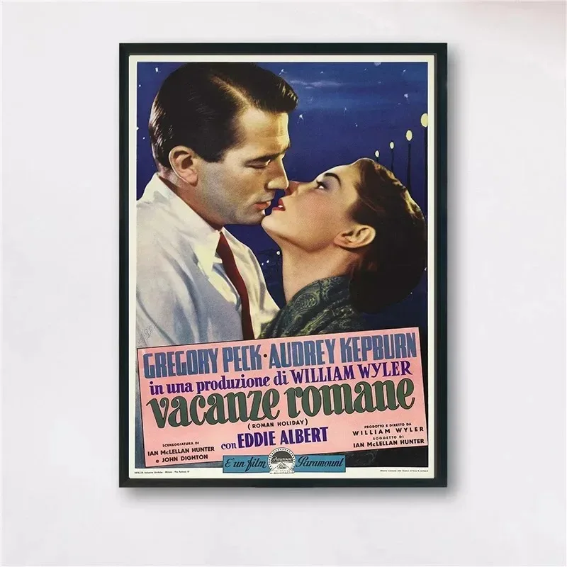 Vintage Roman Holiday Film Audrey Hepburn Romance Movie Poster Canvas Painting Wall Art Pictures Home Decor