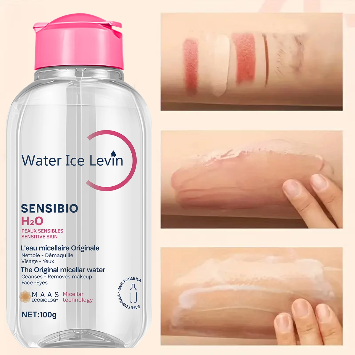 Sensibio H2O La agua micelar original para pieles sensibles, limpia suavemente, elimina el maquillaje, hidrata, con ácido láctico y colágeno