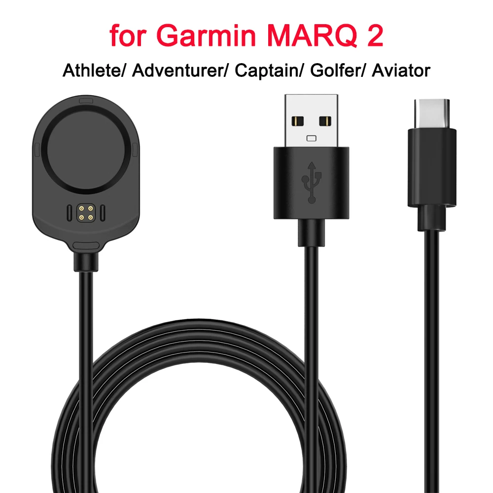 Charging Dock Cable for Garmin MARQ 2 Gen2 Smartwatch USB/TYPE-C Charger Athlete Adventurer Captain Golfer Aviator