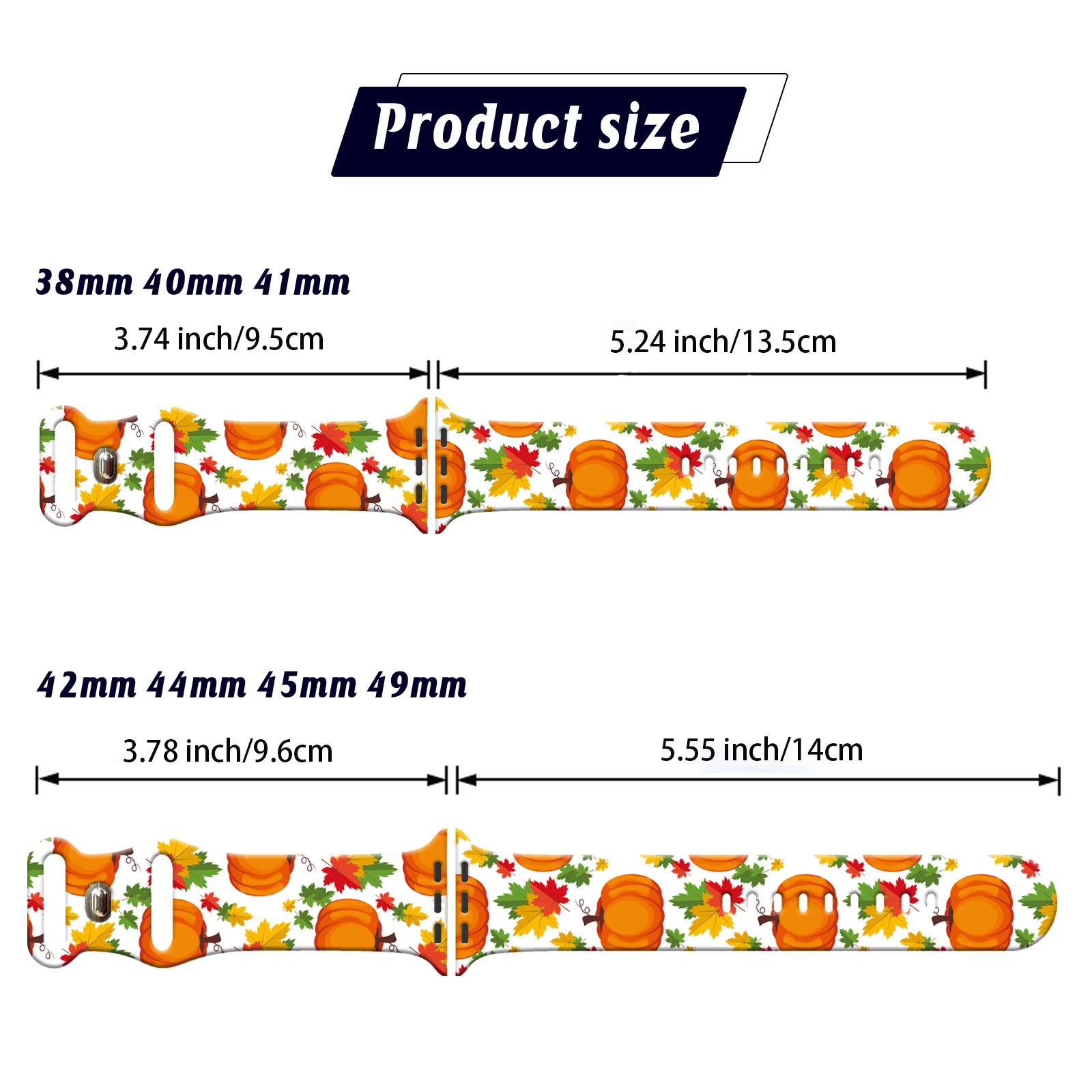 Golden Autumn Pumpkin Silicone Printed Strap for Apple Watch 9 8 7 SE 6 Band Replaceable Bracelet for iWatch 45mm 44mm 42mm 41mm