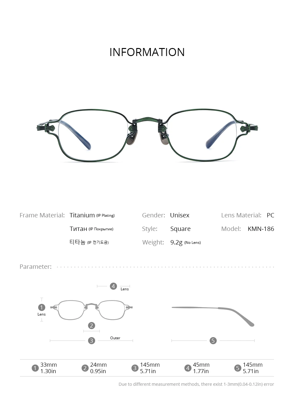 FONEX Titan Brille Rahmen Männer Drand Design Retro Quadrat Brillen Frauen Vintage Japanische Brille Ultraleicht Brillen MN186 – Detail 4