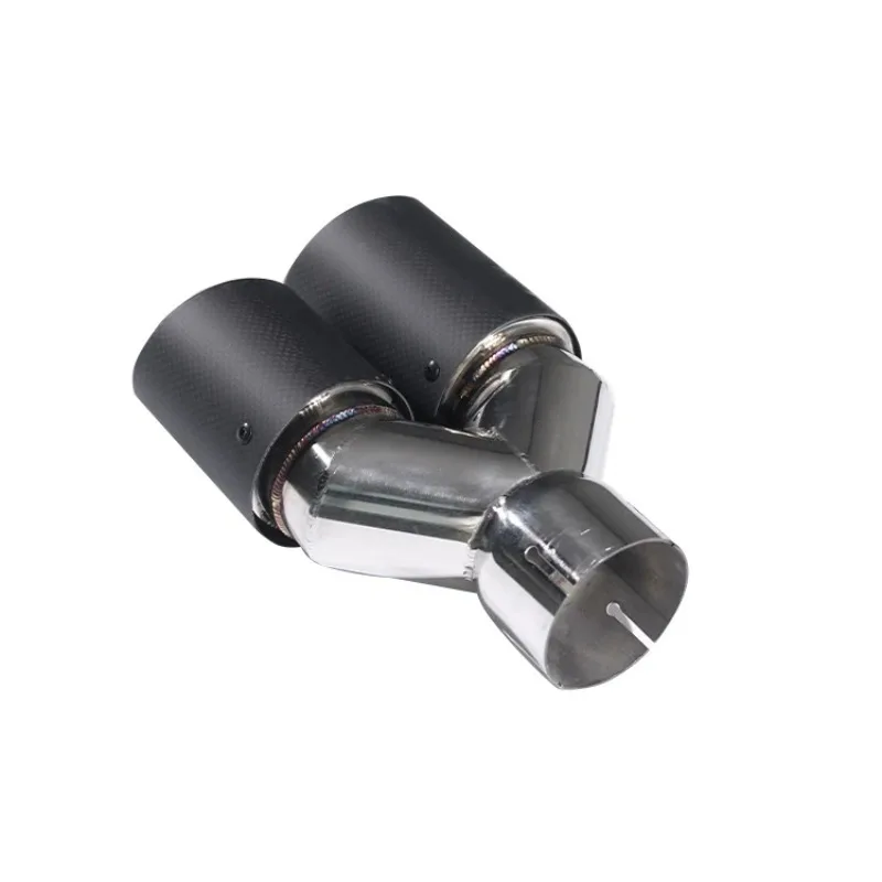 

Auto Parts Modified Universal 76mm Exhaust Tip Double Outlet Y-tail Pipe High Quality Muffler Nozzle with Clamp