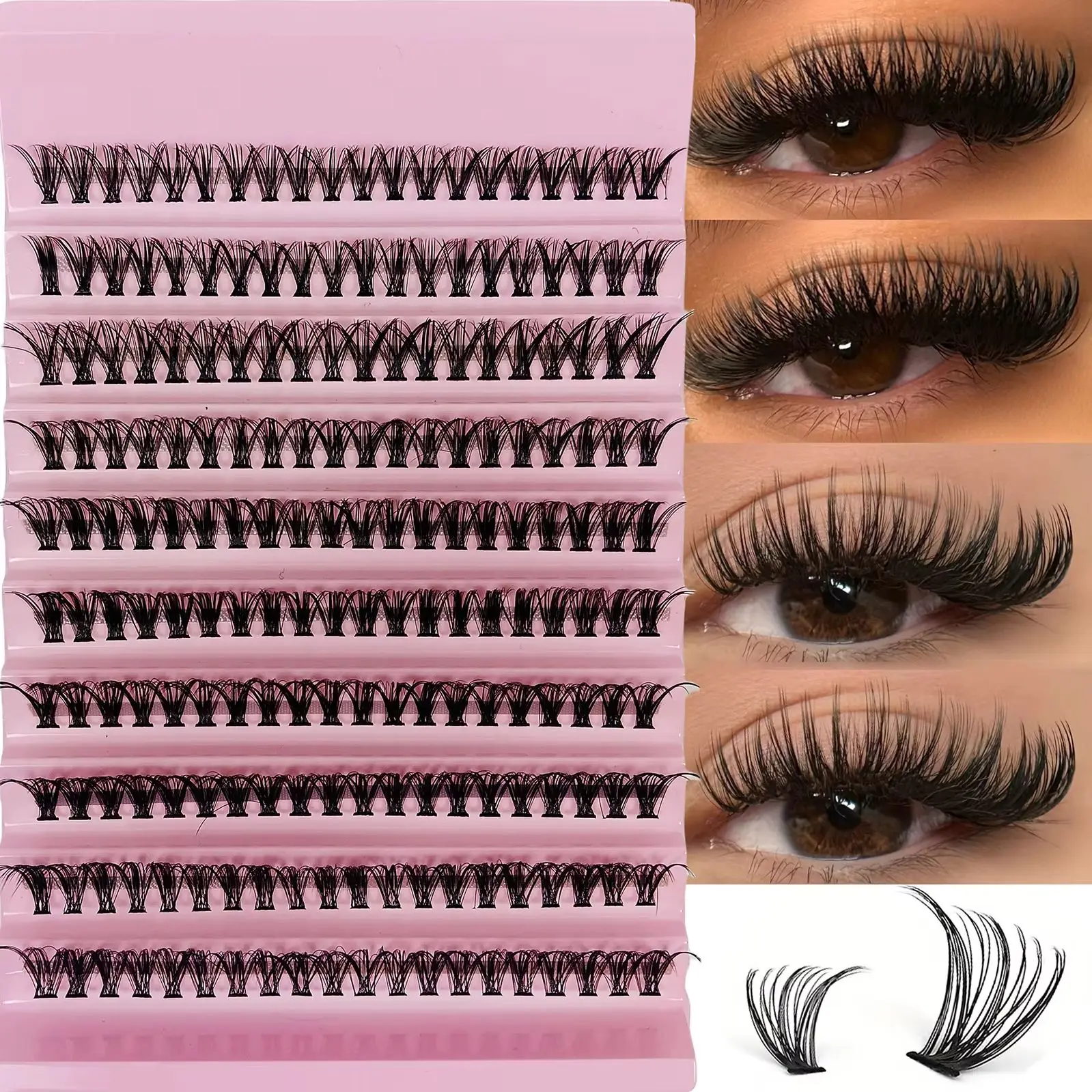 200pcs Individual Lashes 8-16mm Cluster Lashes Natural Look Mixed Tray DIY Eyelash Extensions Long Volume Lash Clusters