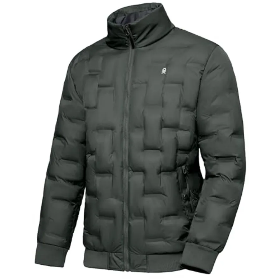 Men's Puffer Warm Jacket Windproof Winter Coat with Recycled Insulation