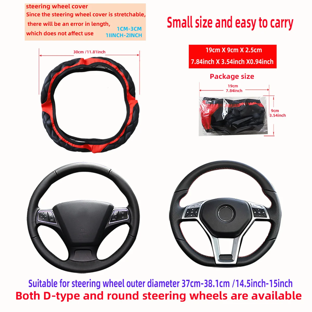 1 Leder-Stereo-Stickerei Komfortabler Rutschfester Auto-Lenkradbezug Ohne Innenring für 14,1-15 Zoll Autos – Detail 4