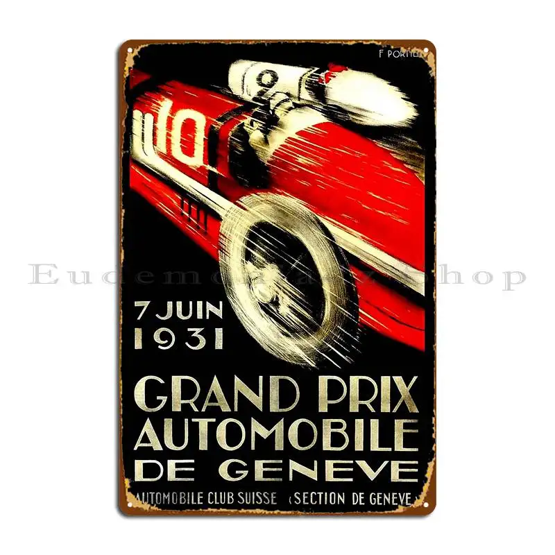 Geneva Grand Prix Vintage Auto Racing Print Metal Sign Decoration Customize Plaques Club Party Tin Sign Poster