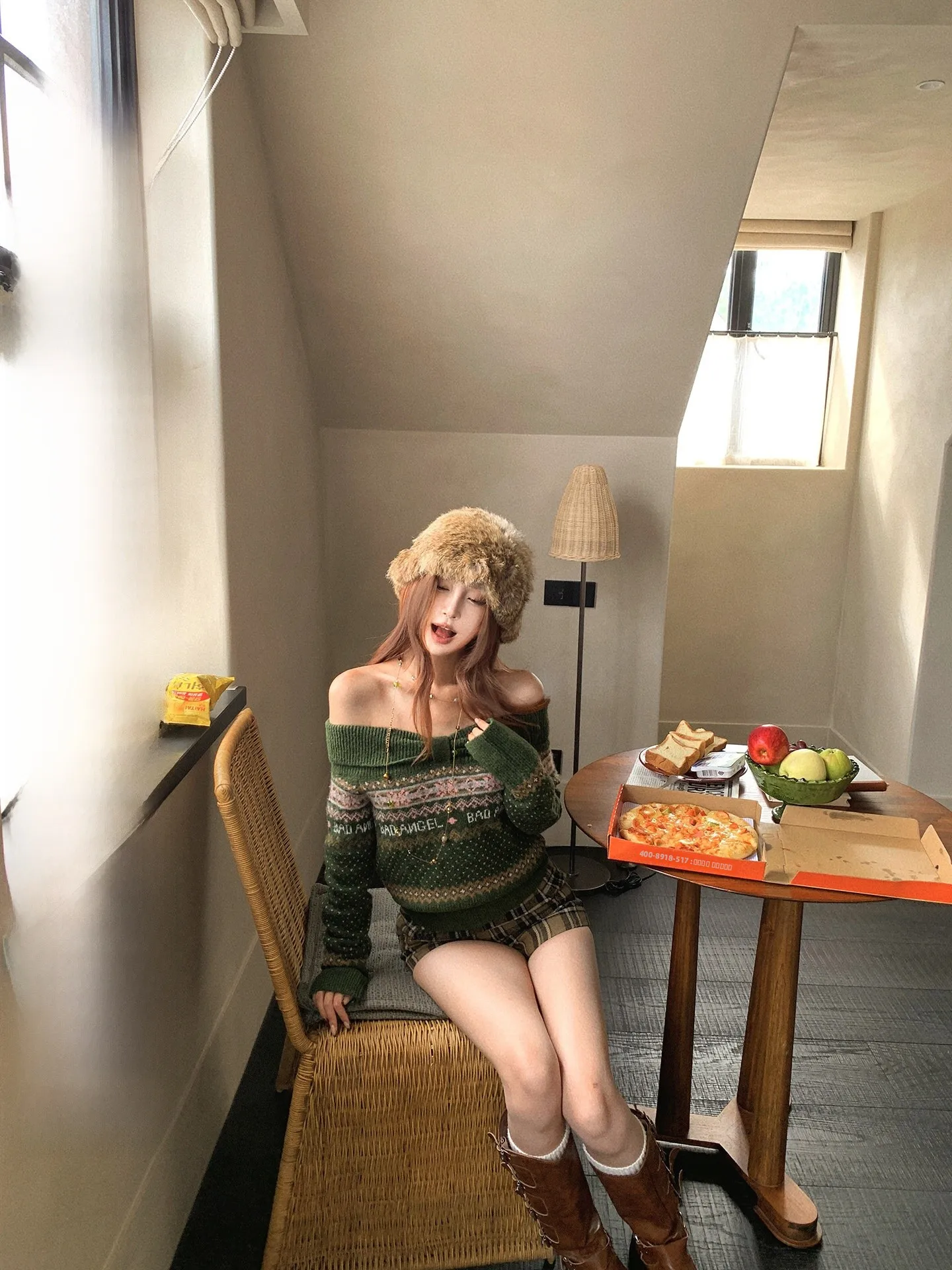 

Pinksoya Vintage Island One oulder Warm Sweater Women's Autumn Winter Slimming Faionable Polyester Nylon Acrylic Wool Blend