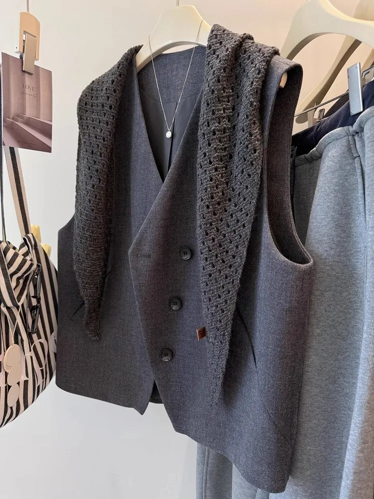 

plus Size 300 Pou Woolen oulder Wrap Suit Jaet Women's mat Versatile V-Ne Casual Slimming Vest Outerwear