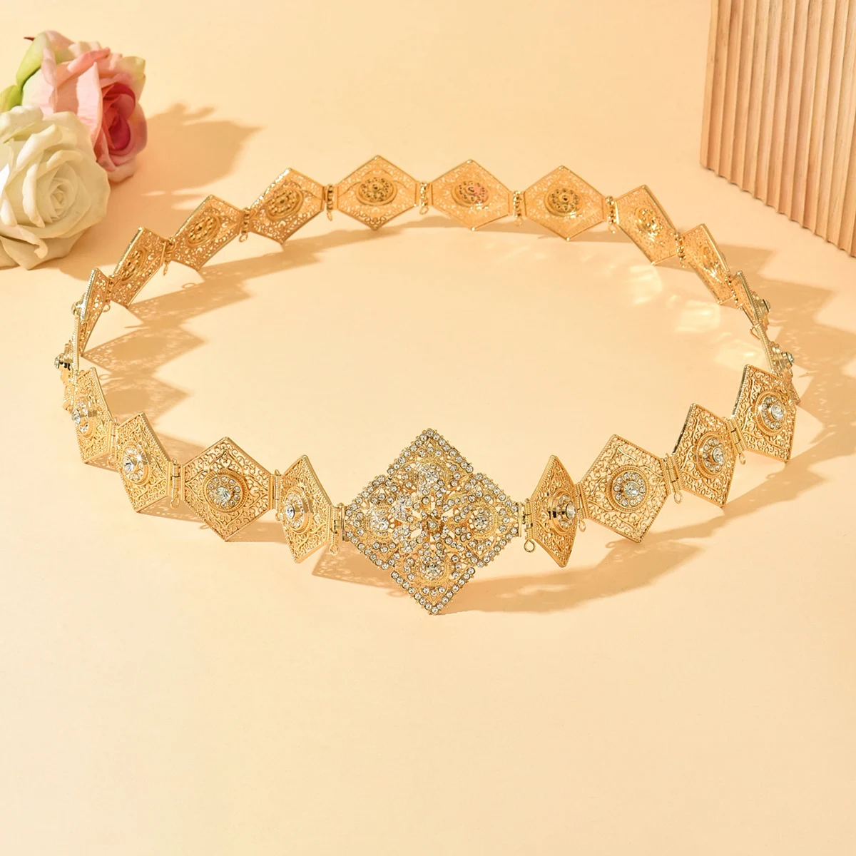 

Morocco Belt Waist Chain For Women Crystal Metal Waistband Arabic Wedding Jewelry Adjustable Length