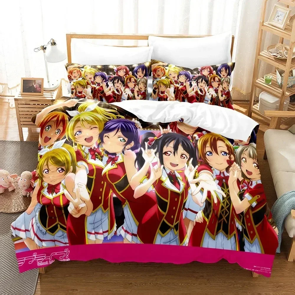 

3D Love Live Bedding Set Pillowcase Printed Bed Set Duvet Cover Pillowcase Bed Linen Sheet Quilt Cover Full Queen King Size