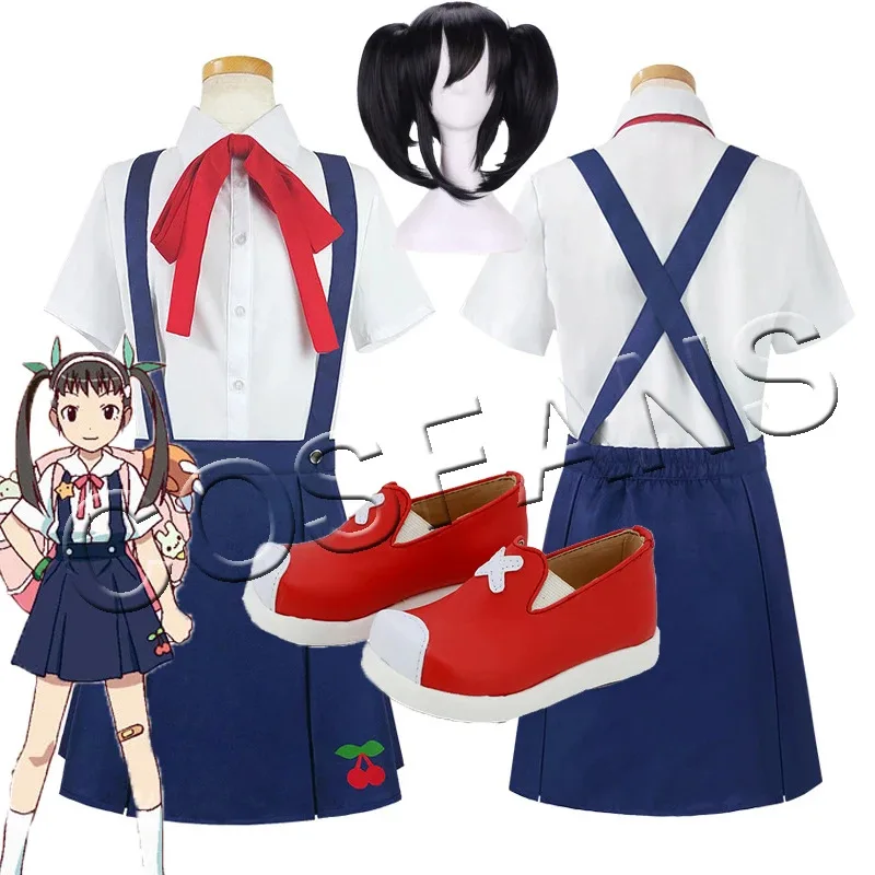 

Xixixi аниме Monogatari серии Mayoi Hachikuji косплей костюм школьная форма платье наряды Хэллоуин карнавальный костюм парики обувь w