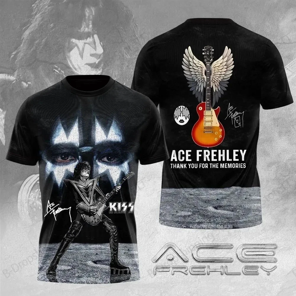 

New Hot Ace Frehley Kiss Band 3D Printed T-shirt Men Women Fashion Hip Hop Short Sleeve Rock Tops Tees Kids clothing camisetas