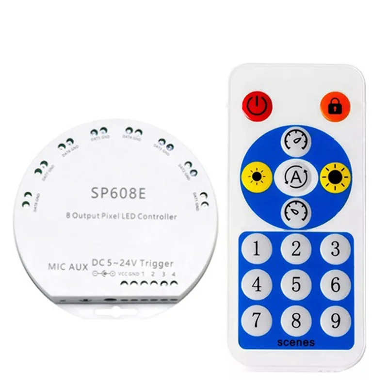 

ABUP-3X SP608E DC5V-24V WS2812B Bluetooth APP Music Controller With Remote 8 CH SP602E 4 CH WS2811 WS2815 LED Light Strip