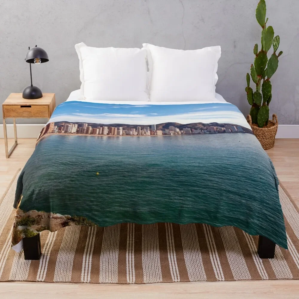 Benidorm Levante Beach Mediterranean Coast Spain Throw Blanket Tourist Designers Thins Furrys Blankets