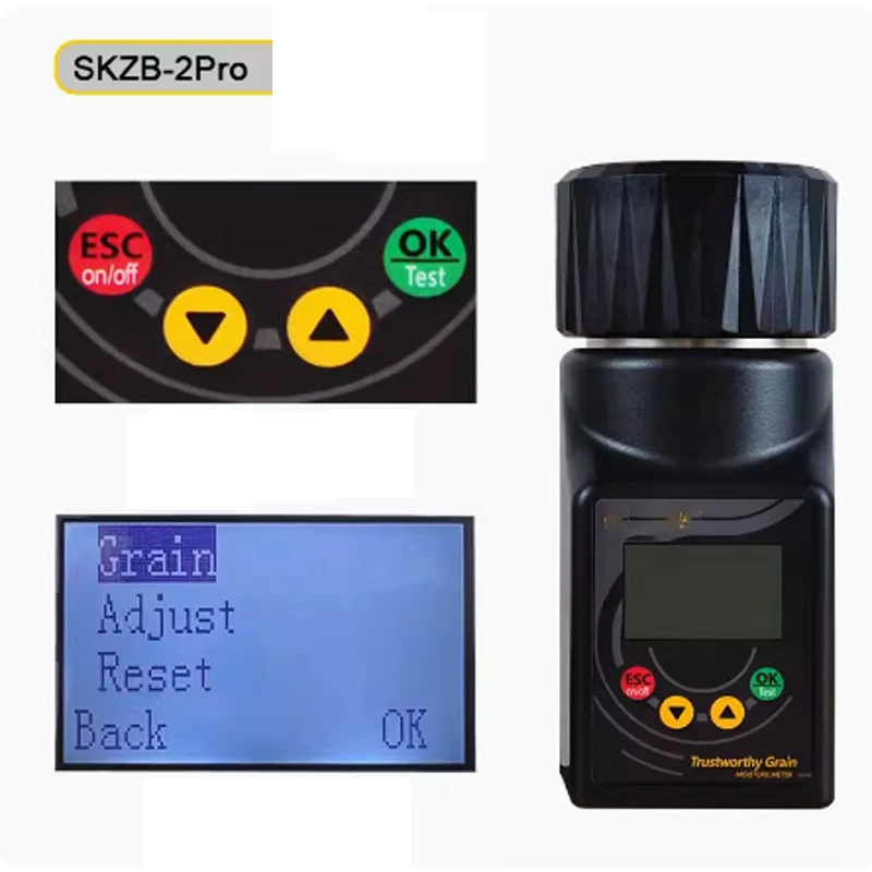 Handheld 40-types graanvochtmeetinstrument, snel vochtwaarde detectie-instrument voor maïs, tarwe en erwten in