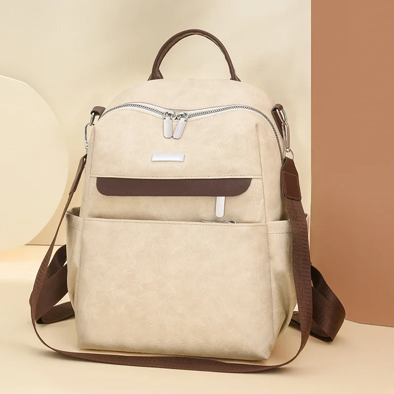 Fashion Luxury leather backpack women vintage shoulder bag high capacity travel backpack school bags girls mochila feminina