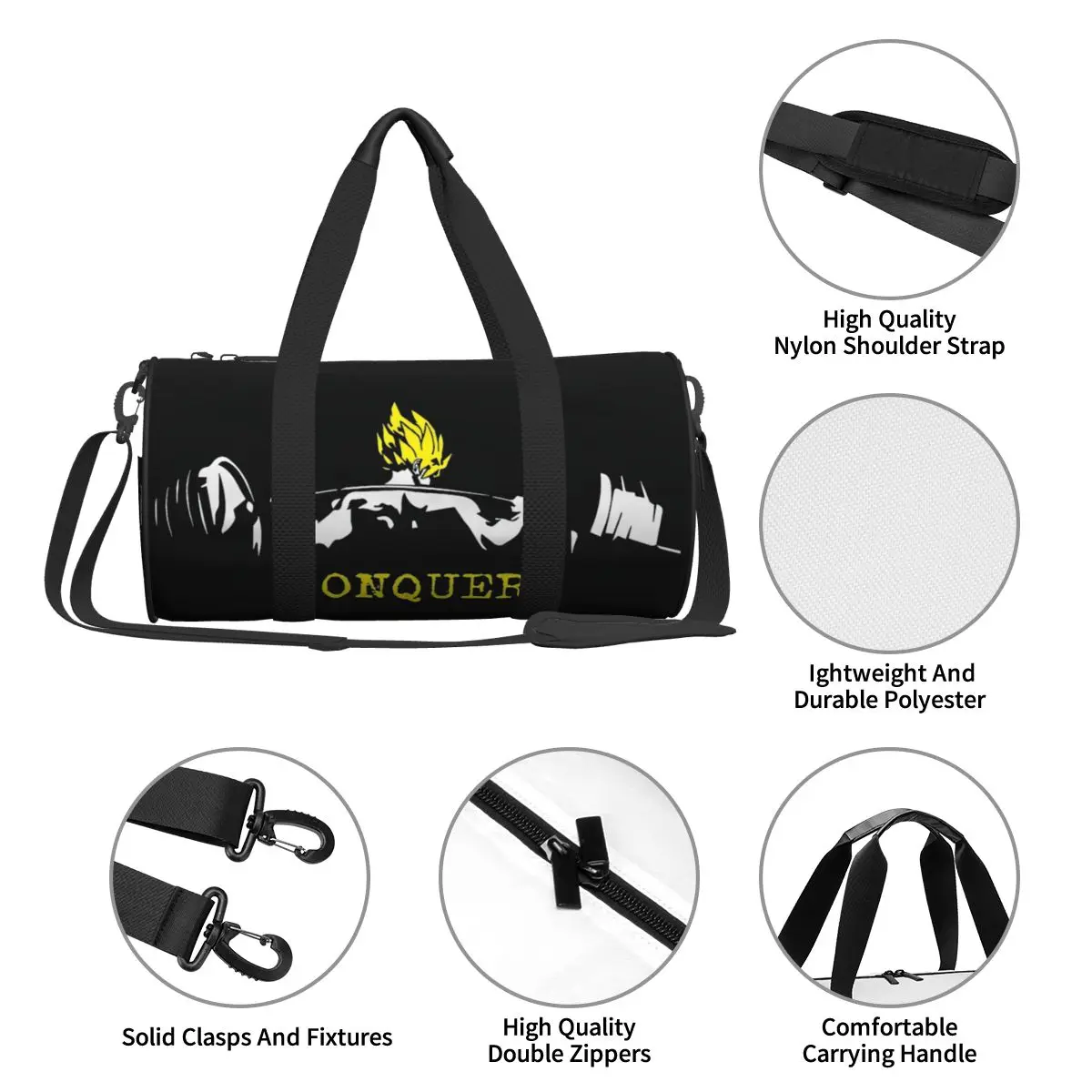 CONQUER Squat Leg Day Insaiyan Sports Bags Swimming Gym Bag with Shoes Novelty Handbags Couple Design Portable Fitness Bag