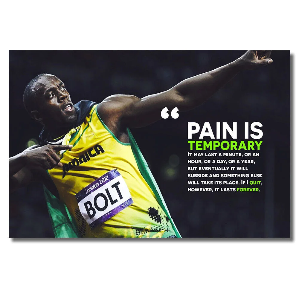 Greatest Sprinter Usain_Bolts Poster, Inspirational Quotes Canvas Painting, Sports Wall Art Picture, For Living Room Gym Decor