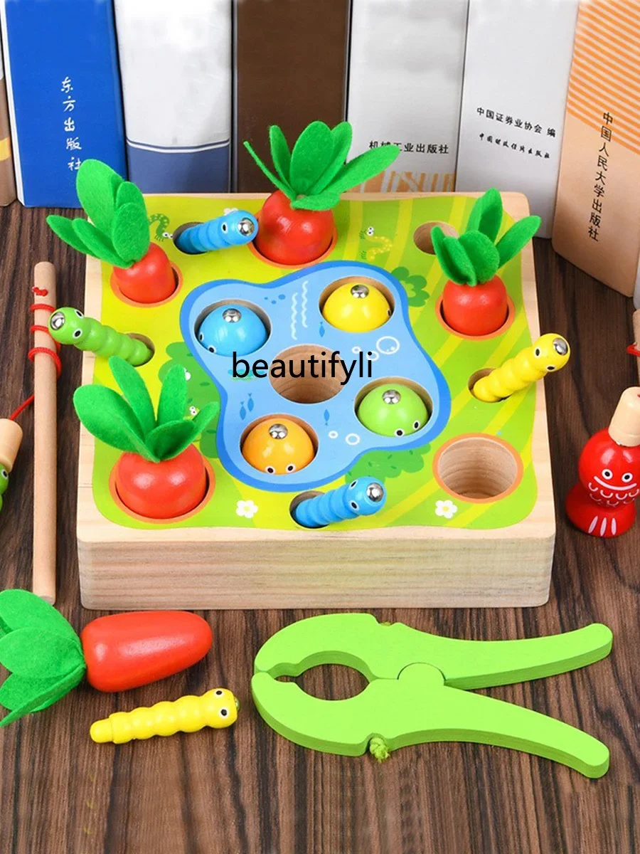 Baby infant early education plug-and-pull carrot educational hand-eye coordination Montessori teaching aids