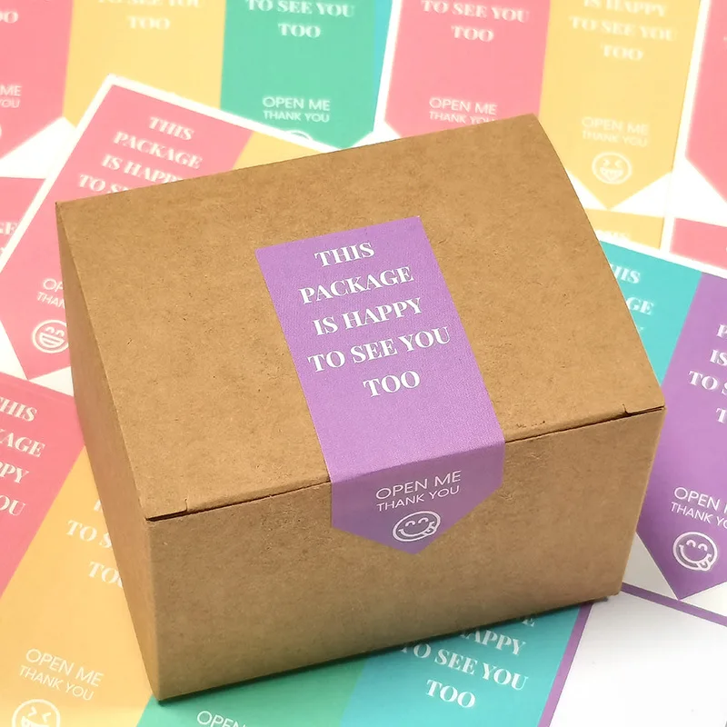 50-100 Stück/Packung Rechteck Siegel Etiketten Aufkleber für Hochzeits feier dekorative Geschenk verpackungen dieses Paket freut sich, Sie Aufkleber zu sehen