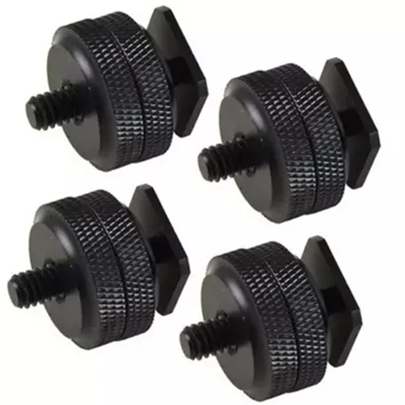 전문 1/4 "3/8" 듀얼 너트 삼각대 마운트 나사, 블랙 플래시 핫 슈 어댑터 스탠드, 카메라 스튜디오 액세서리