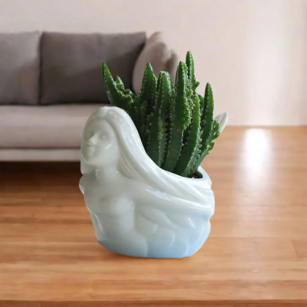 

Exquisite Cute Mermaid Flowerpot Decorative No Deformation Cartoon Flower Vase Anti-corrosion Ceramic Succulent Pot Office