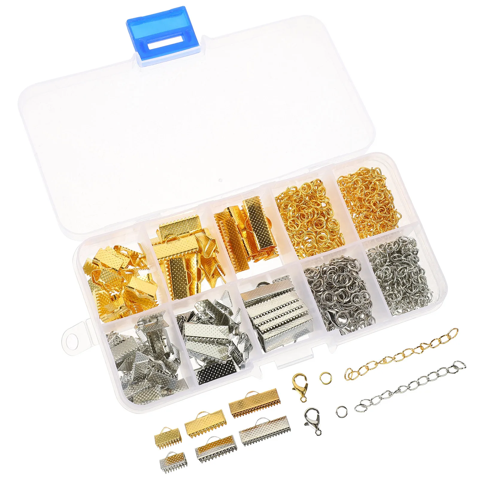 

Ribbon Clamps Cord Ends Jewelry Making Bracelet Iron Clasps Kit Sturdy Materials Long Use Connection H made Choker Necklaces