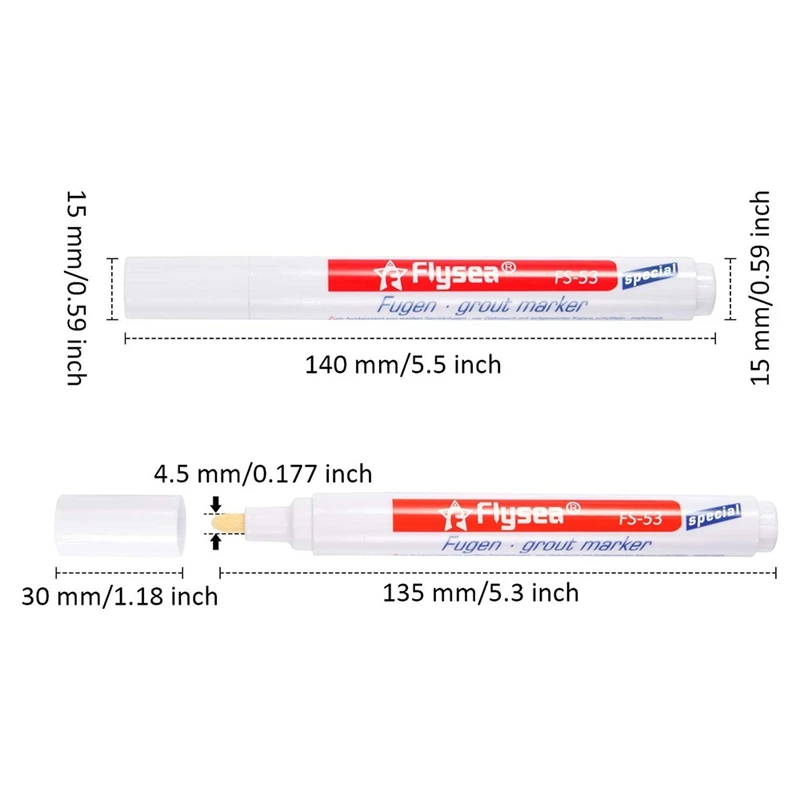 Stylo Rehausseur de Coulis Blanc avec 8 Embouts de Rechange, Marqueur de Restauration de Coulis pour Carrelage, Mur et Sol