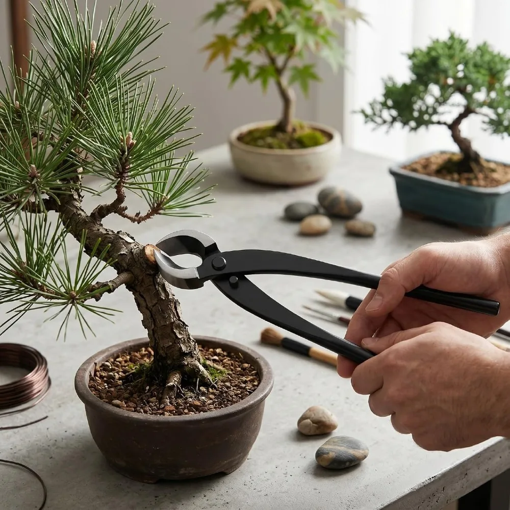 Composite Steel Concave Branch Cutter Black Concave Edge Bonsai Root Cutter Ergonomic Handle Round Knob Concave Knob Cutter