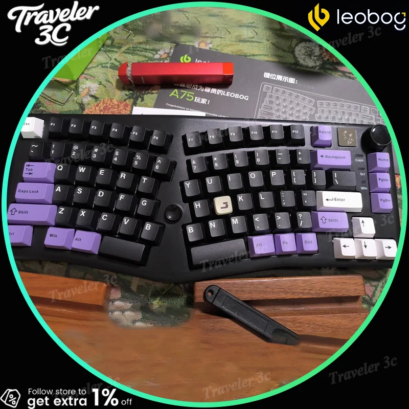 

Leobog Alice A75 Эргономичная механическая клавиатура 3 режима 2,4G Bluetooth Беспроводная горячая замена RGB Индивидуальная геймерская клавиатура
