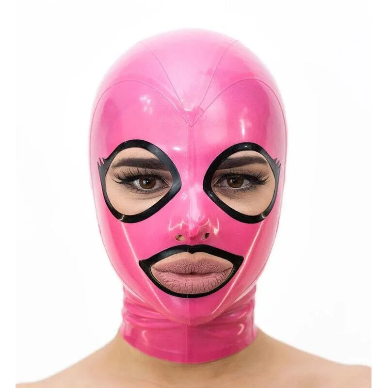 

Pink Latex Mask with Open Eyes and Mouth and Zipper Rubber Mask
