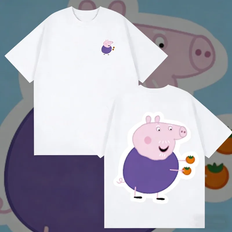 

2025-26, летняя футболка из 100% хлопка с принтом «Свинка Пеппа», брендовая детская и унисекс, дышащая, свободная, повседневная, унисекс