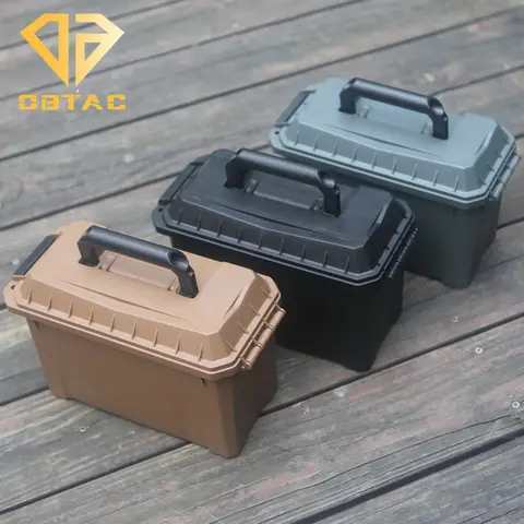 Caja de munición sellada de plástico ABS para exteriores, Maleta portátil táctica impermeable a prueba de golpes, caja de municiones ligera de alta resistencia