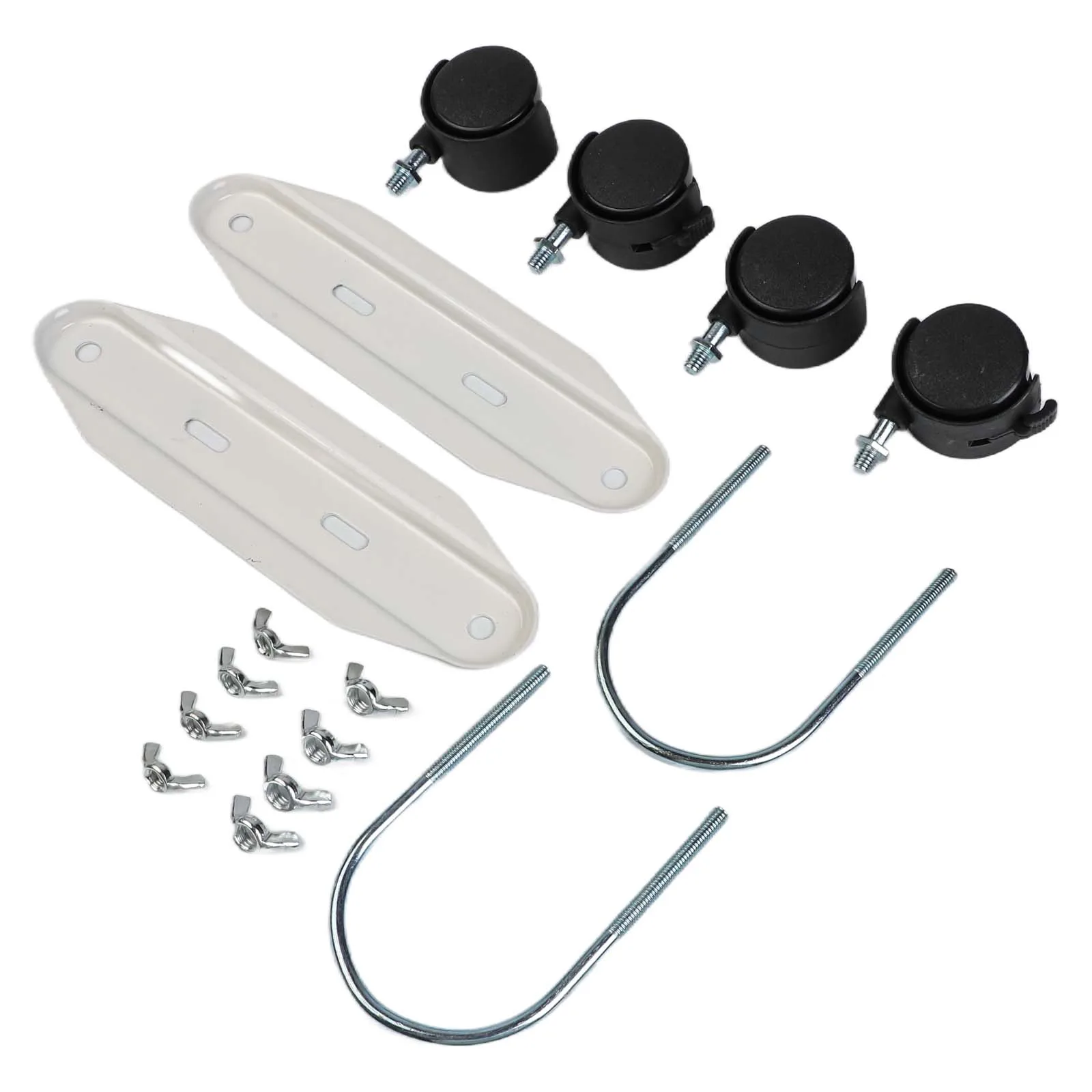 2 Pieces Mobile Pulley Bracket for Electric Heaters with Carbon Steel Construction and 360 Degree Rotating Casters