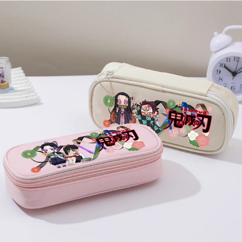 Kamado Nezuko Tanjirou Anime Multi-layer Student Demon Slayer Oxford Cloth Pencil Bag Pencil Box Stationery Storage Bag Gift view 5